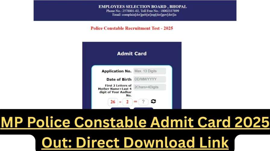 MP Police Constable Admit Card 2025 Out